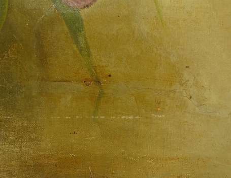 TOUCAR XIXe - Bouquet de pivoines. Huile sur 