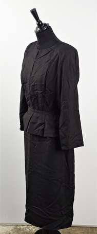 CACHAREL - Robe à manches longues en soie noire, 