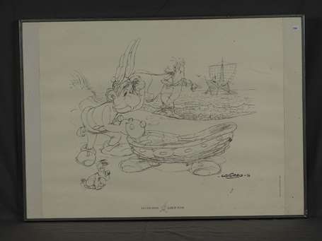 Uderzo : lithographie reprenant le crayonné de la 