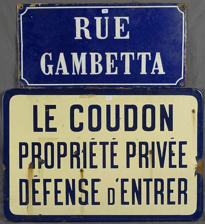 RUE DE L'ENFER : Plaque de rue émaillée bombée. 39 x 24,5cm., Vente aux  enchères : Estampes - Affiches - Gravure - Lithographie - Eauforte