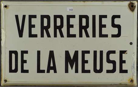 VERRERIES DE LA MEUSE : Plaque émaillée plate à 