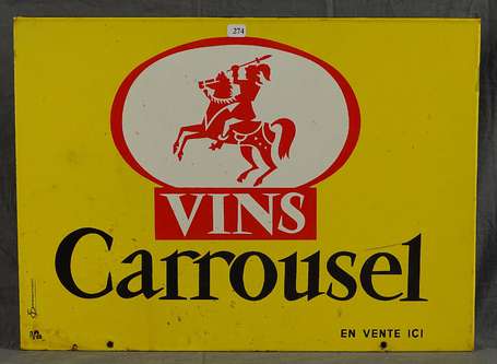 VIN CARROUSEL :  Plaque émaillée double-face à 