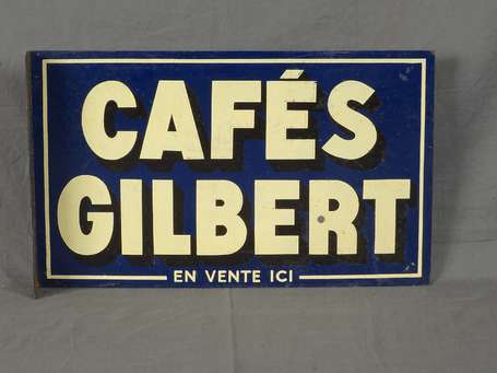 CAFES GILBERT : Tôle double-face à équerre. 41,5 x