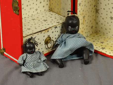 ZA-Couple de poupées noires  15 cm (une jambe 
