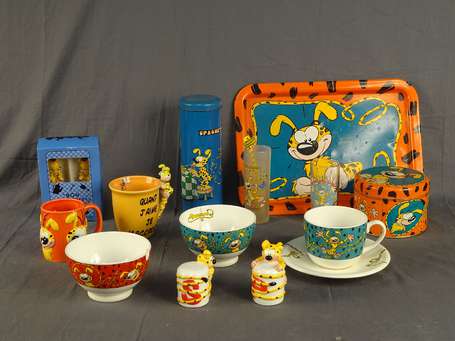Franquin - Vaisselle Marsupilami : 2 bols, 3 mugs,