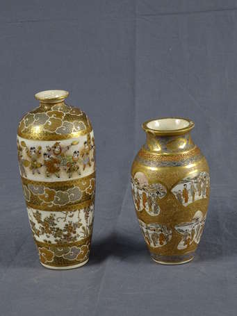 JAPON Fours de SATSUMA - Deux petits vases en 