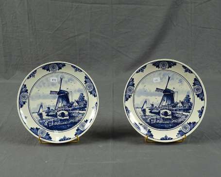 Delft Schoonhaven - Deux assiettes faïence camaïeu