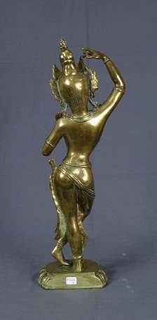 CAMBODGE - Danseuse Khmer. Sujet en bronze doré. 