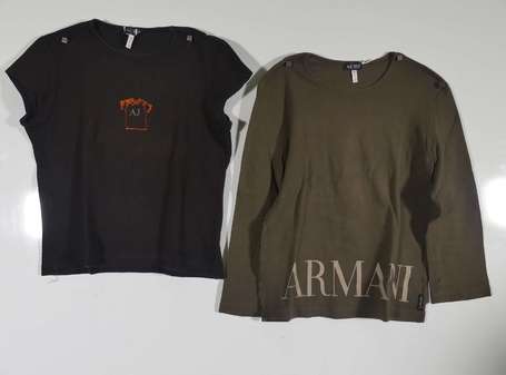 ARMANI JEANS - Lot de deux tee-shirts, l'un kaki à