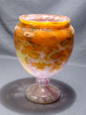 SCHNEIDER - Vase en verre moucheté à dominante 