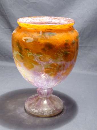 SCHNEIDER - Vase en verre moucheté à dominante 