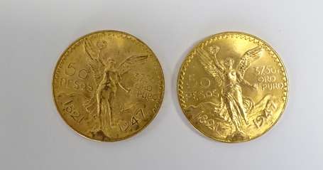 2 pièces 50 pesos or 1947 Mexique