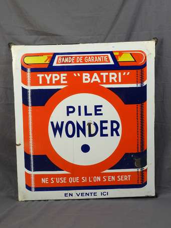 WONDER :  Plaque émaillée, repeints, 93.5 x 93cm