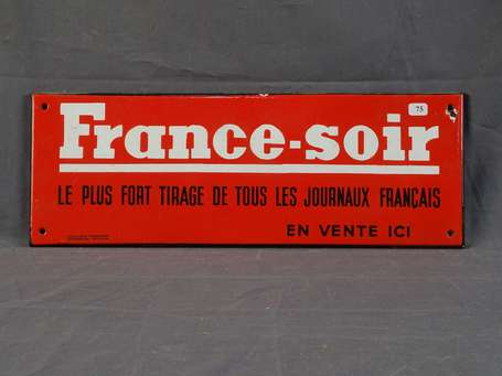 FRANCE-SOIR : Bandeau émaillé plat à rebords. 