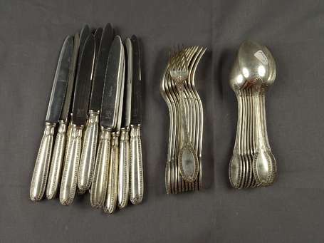 11 Couverts en argent (800°/00) et 11 couteaux, la