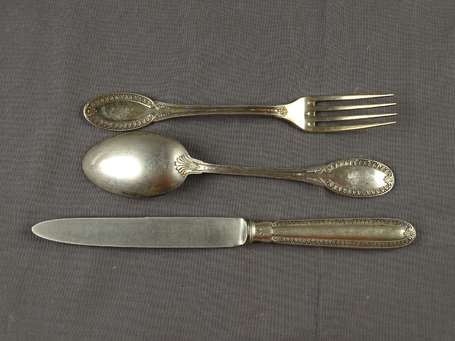 11 Couverts en argent (800°/00) et 11 couteaux, la