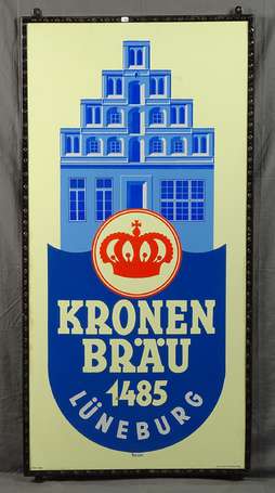 KRONEN BRÄU Lüneburg : Plaque émaillée plate à 