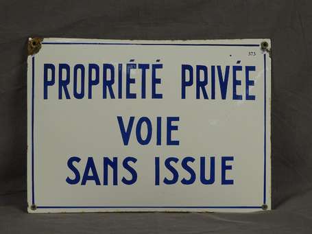 PROPRIETE PRIVE VOIE SANS ISSUE : Plaque émaillée 