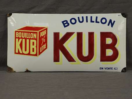 BOUILLON KUB : Bandeau émaillé bombé. 49,7 x 