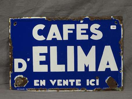 CAFÉ D'ELIMA : Plaque émaillée. Neuhaus-Paris. 38 