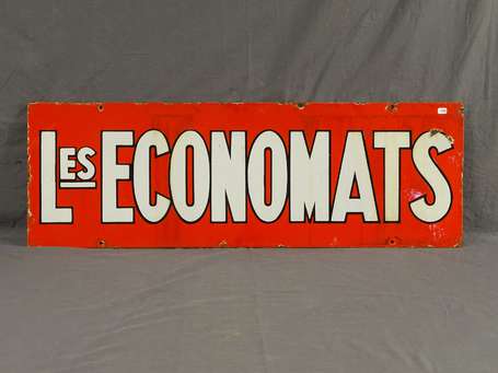 LES ÉCONOMATS : Plaque émaillée double-face à 