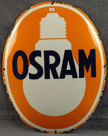 OSRAM : Plaque émaillée ovale bombée, illustrée 