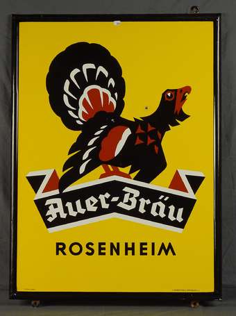 AUER BRÄU Rosenheim : Plaque émaillée plate à 