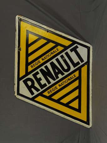 RENAULT RÉGIE : Plaque émaillée double-face de 