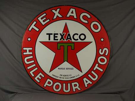 TEXACO « Huile pour Autos » : Plaque émaillée, 