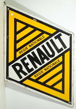 RENAULT RÉGIE : Plaque émaillée double-face de 