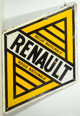 RENAULT RÉGIE : Plaque émaillée double-face de 