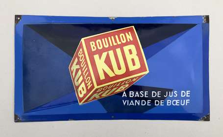 BOUILLON KUB : Rare plaque émaillée bombée. 