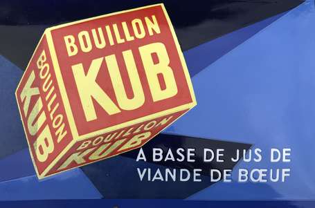 BOUILLON KUB : Rare plaque émaillée bombée. 