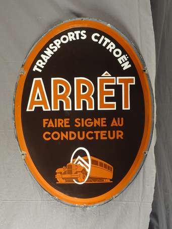 CITROËN « Arrêt d'Autobus » : Plaque émaillée 