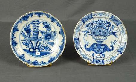 Delft (genre de) - Deux assiettes à décor en 