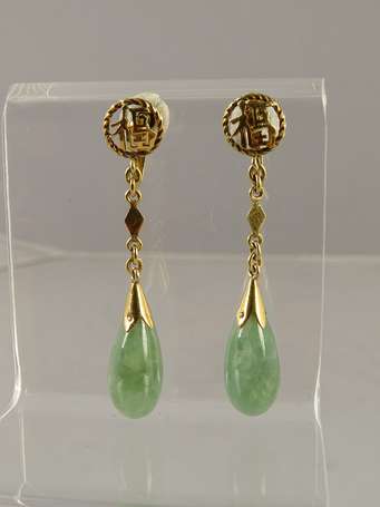 Boucles d'oreilles or 18 K(750°/°°) et pendeloques