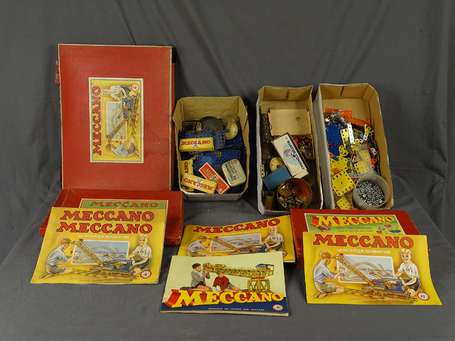 Lot de meccano en vrac  dont 7 catalogues 