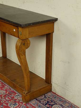 Console en bois fruitier, un tiroir en bandeau, 