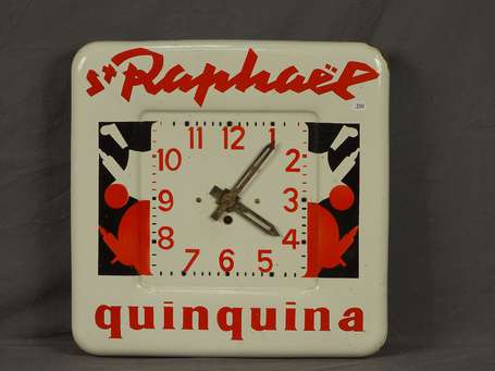 ST-RAPHAËL Quinquina : Horloge émaillée illustrée 