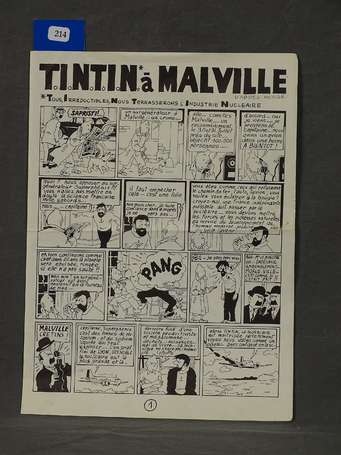 Hergé : pastiche de 4 pages tintin à Malville en 