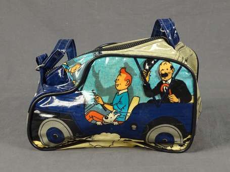 Hergé : sac en vinyle Tintin dans la Jeep version 