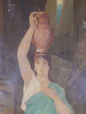 ECOLE XIX-XX Etude Porteuse d'eau Huile sur toile.