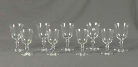 BACCARAT - Suite de 5 verres à eau et 4 verres à 