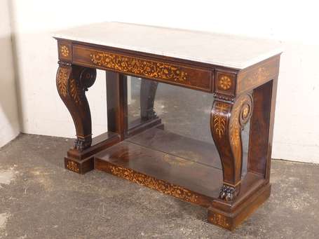 Console en placage de palissandre marqueté de bois