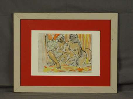 LE PELTIER Robert (1913-1996) - Deux nus. Crayon 