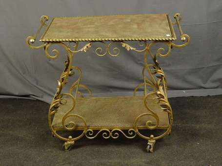 Table desserte roulante de jardin en fer forgé 