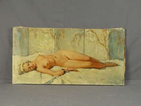 VILOT César (1900) - Femme endormie. Huile sur 