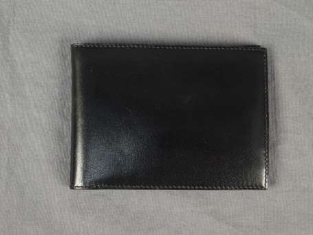 HERMES - Portefeuille homme en box noir, 