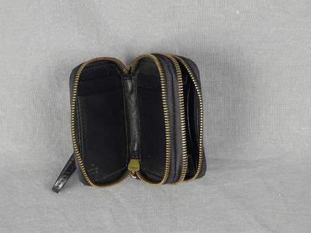 GUCCI - Porte-monnaie à bride en cuir lisse noir à