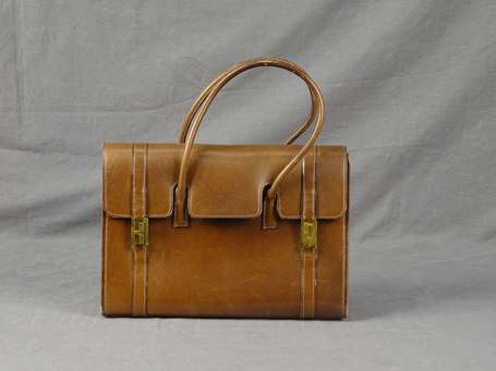 HERMES - Sac porté main Drag en box marron, 